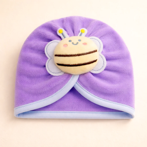 Baby Fleece Turban Cap Bee Purple