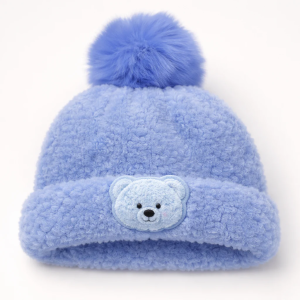 Kids Woolen Cap Bear Blue