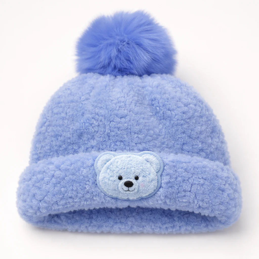 Kids Woolen Cap Bear Blue
