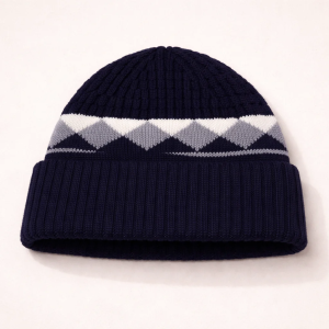 Kids Woolen Cap Pattern Navy Blue