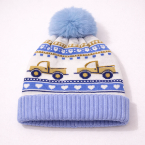 Kids Woolen Cap Truck Blue