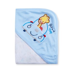 Baby Hooded Wrapping Sheet Road Trip Blue