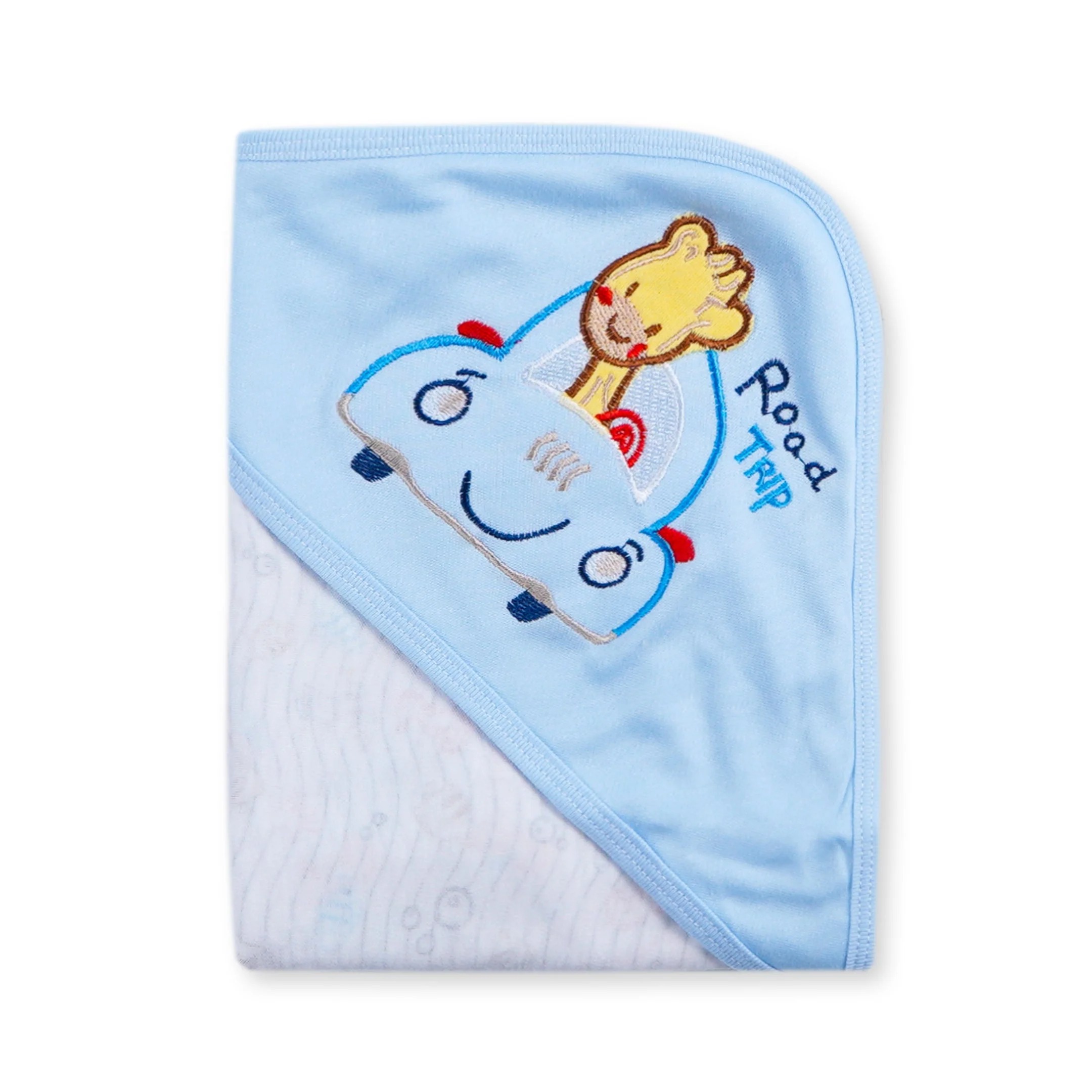 Baby Hooded Wrapping Sheet Road Trip Blue