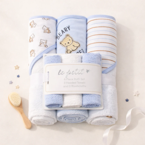 Baby 6Pcs Towels & Washcloths Set Puppy Blue