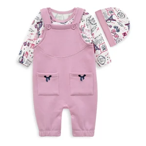 Dungaree Set with Inner Shirt & Cap