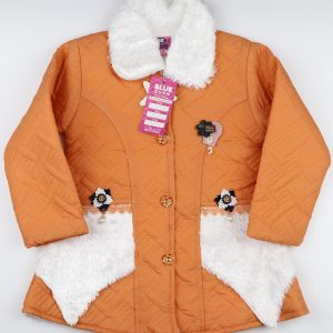 Girls Quilted Winter Coat with Faux Fur Collar and Pockets