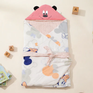 Baby Poppy Seed Warm Swaddle Mickey Mouse White